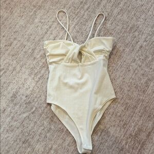 Zara Cream Twist-Front Bodysuit